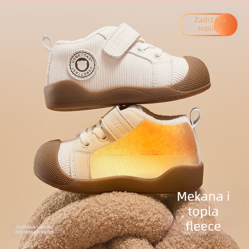Belleptide dječje cipele za prve korake zimi, mekana potplata, fleece podstava, Velcro kopčanje, unisex, cartoon dizajn, gornji dio od sintetičke kože, za djecu od 6 do 36 mjeseci