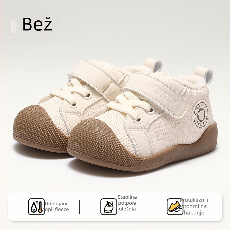 Belleptide dječje cipele za prve korake zimi, mekana potplata, fleece podstava, Velcro kopčanje, unisex, cartoon dizajn, gornji dio od sintetičke kože, za djecu od 6 do 36 mjeseci