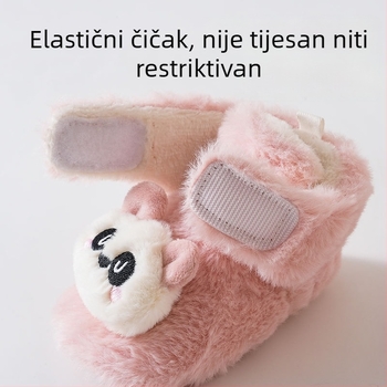 Dječje unutarnje cipelice protiv klizanja s mekanim plišastim gornjim dijelom, tople i debele, Panda crtež, Velcro zatvarač, 6–12 mjeseci, unisex