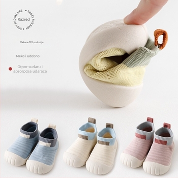 Bebine čarapaste cipele Unisex, Visoki gornji dio, Mekan đon, Protuklizne, Prozračne (Gornji materijal: Poliester; Dob: 12–36 mjeseci)