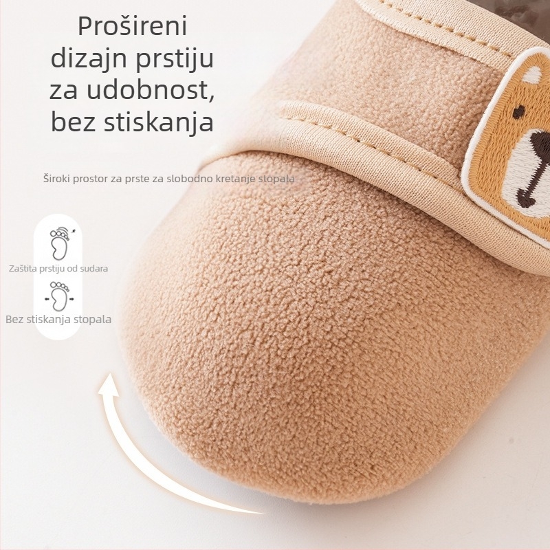 Unisex dječje cipele s mekom potplatom, za uzrast 0–3 godine, zimska flis podstava, gornji dio od pamuka