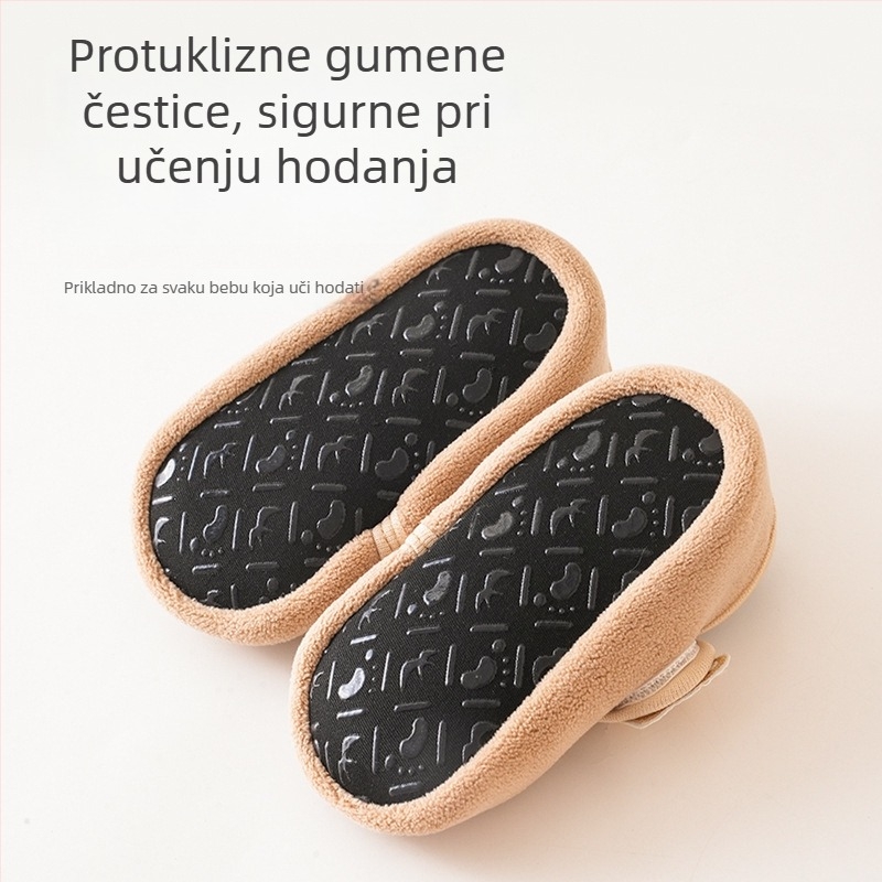 Unisex dječje cipele s mekom potplatom, za uzrast 0–3 godine, zimska flis podstava, gornji dio od pamuka