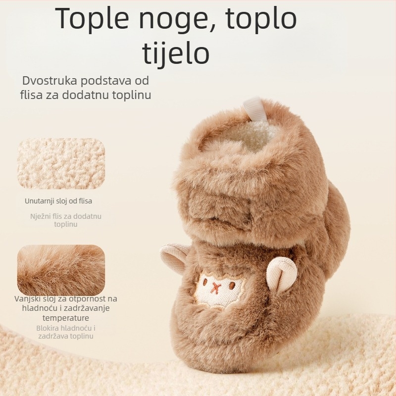 Dječje pamučne cipele za jesen/zimu, 6–12 mjeseci, unisex, fleec podstava, meka potplata
