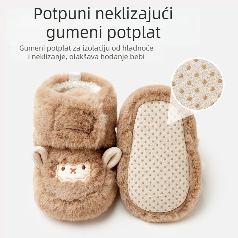 Dječje pamučne cipele za jesen/zimu, 6–12 mjeseci, unisex, fleec podstava, meka potplata