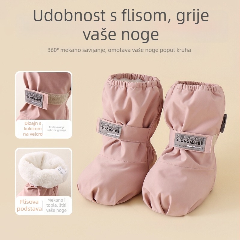 Dječje cipele za prve korake, unutarnja upotreba, 6–12 mjeseci, debele i tople, Velcro zatvarač, gornji dio Microfiber, umetak od umjetnog krzna, unutarnja velur, zima