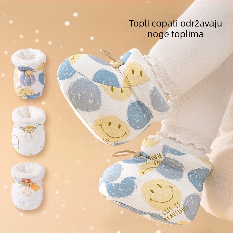 Dječje cipele za jesen-zimu s podstavom od fleecea, za 0–12 mjeseci, mekana potplata za hodanje, tople papuče i debele čarape