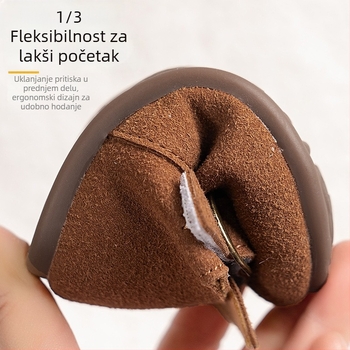 Dječje kožne cipele za djecu s mekanom đonom, Velcro traka, gornji dio od mikrovlaknaste kože, niski vrh