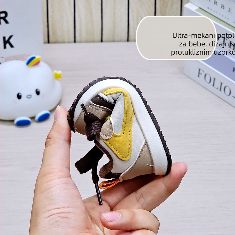 Unisex dječje tenisice za hodanje s podstavom od pamuka i kože mikrovlakana, prugasti uzorak, niski kroj, Velcro kopča, protuklizne, tople i izdržljive, 12–48 mjeseci