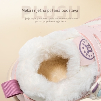 Zimske cipele za bebe i malu djecu s plišanom unutrašnjošću, mekana podloga, kožni gornji dio, anti-slip i otporne na habanje, Velcro zatvarač, 6–36 mjeseci