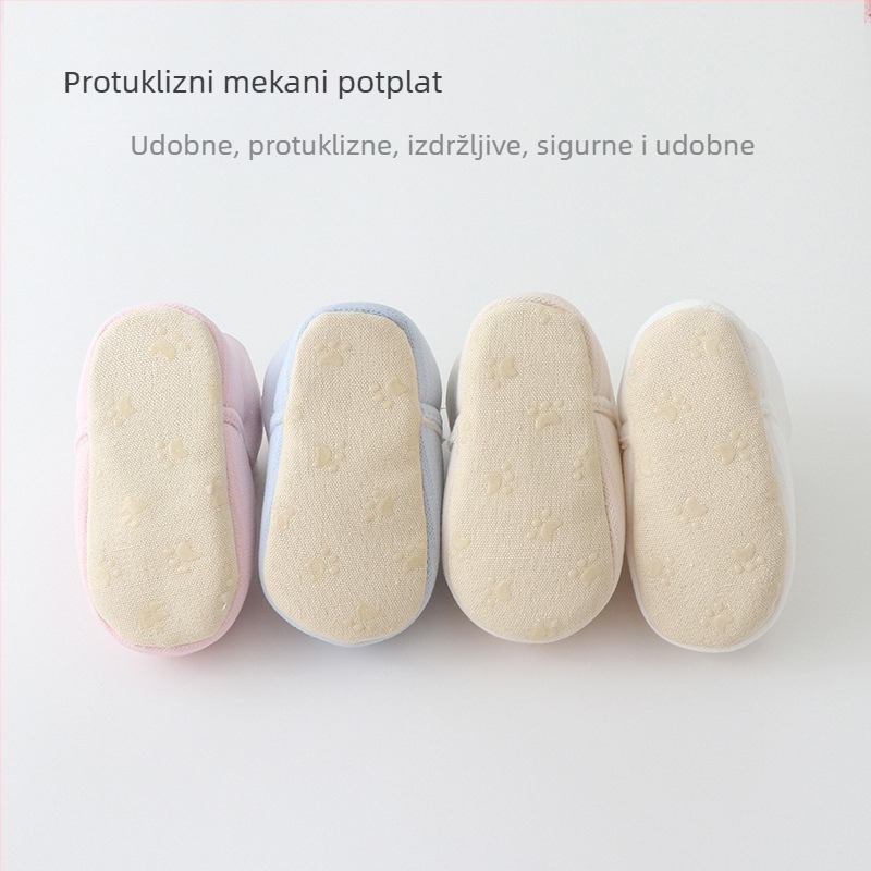 Jednobojne zimske cipele za bebe za hodanje, tople, protuklizne, unutarnje s Velcro zatvaračem