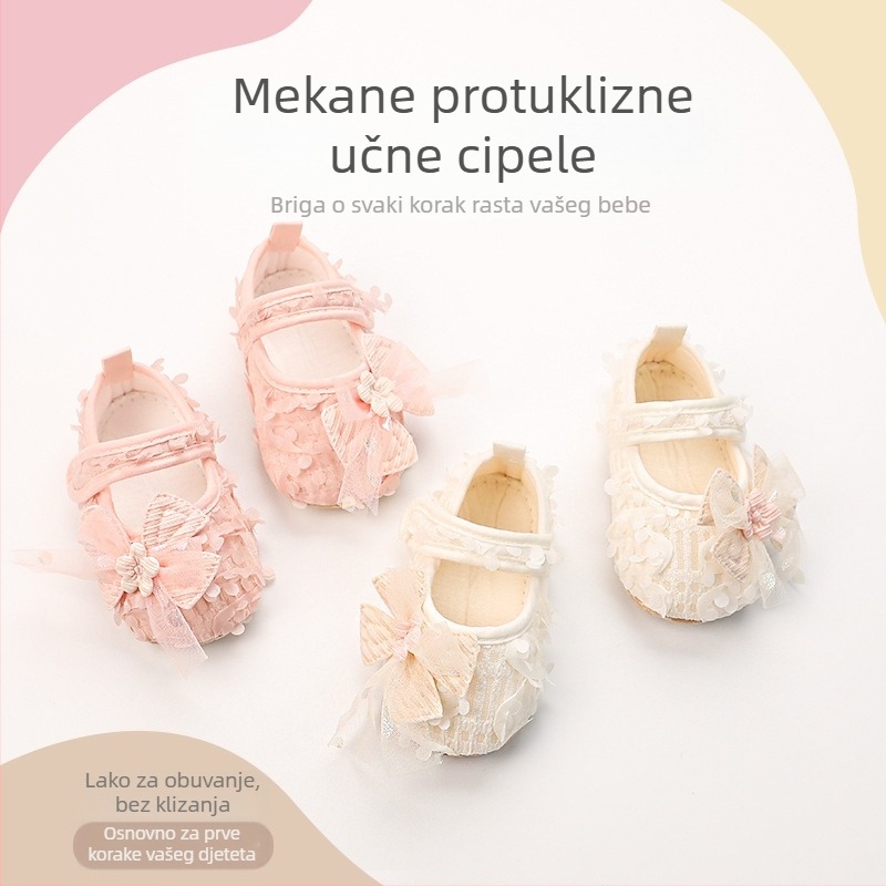 Set cipki za bebe s cvjetnom trakom za kosu – mekana podloga za prve korake