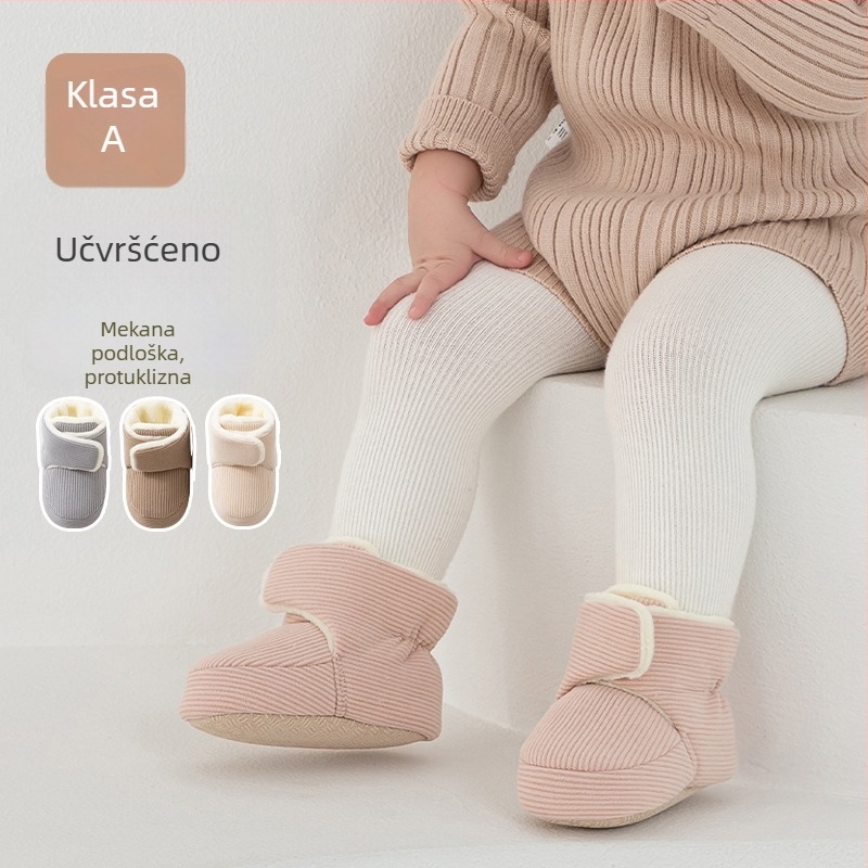 Beba papuče-čarape s Velcro zatvaračem, gornji dio od coral fleece/polar fleece, potplat kompleksan, uzrast 6–12 mjeseci