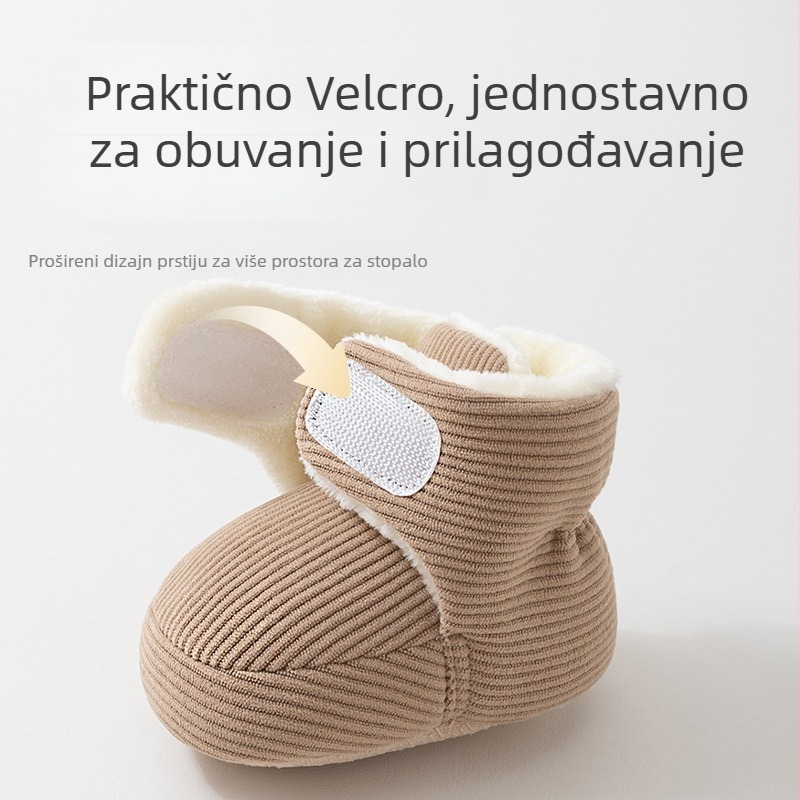 Beba papuče-čarape s Velcro zatvaračem, gornji dio od coral fleece/polar fleece, potplat kompleksan, uzrast 6–12 mjeseci