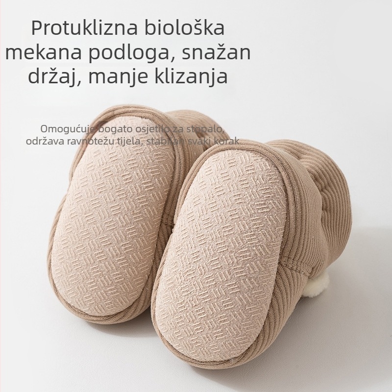 Beba papuče-čarape s Velcro zatvaračem, gornji dio od coral fleece/polar fleece, potplat kompleksan, uzrast 6–12 mjeseci