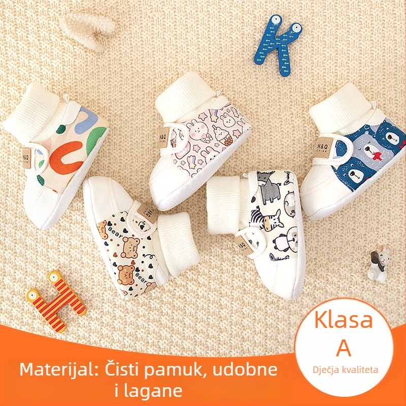 Dječje cipele za učenje hodanja - prozračni platneni gornji dio, mekani protuklizni potplat, Velcro zatvarač, lagane, za dob 6–12 mjeseci