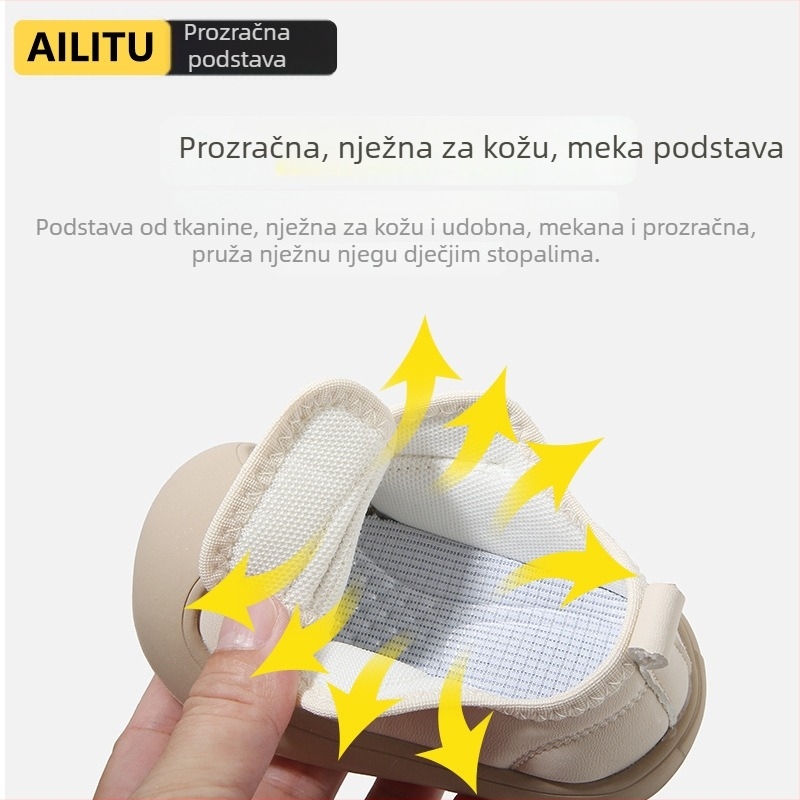 Unisex tenisice za bebe i malu djecu s mekanom potplatom, gornji dio od umjetne PU kože, prozračne tenisice za 12–36 mjeseci, niski dizajn, zatvarač na Velcro