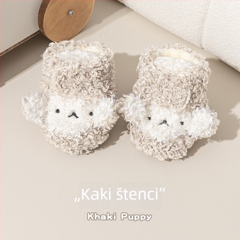 Zimske cipele za bebe s toplom podlogom, anti-slip potplatom, Velcro zatvaračem, mekanim potplatom, crtani uzorak