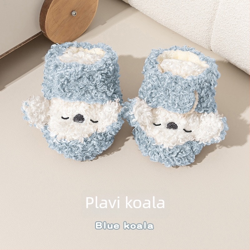 Zimske cipele za bebe s toplom podlogom, anti-slip potplatom, Velcro zatvaračem, mekanim potplatom, crtani uzorak