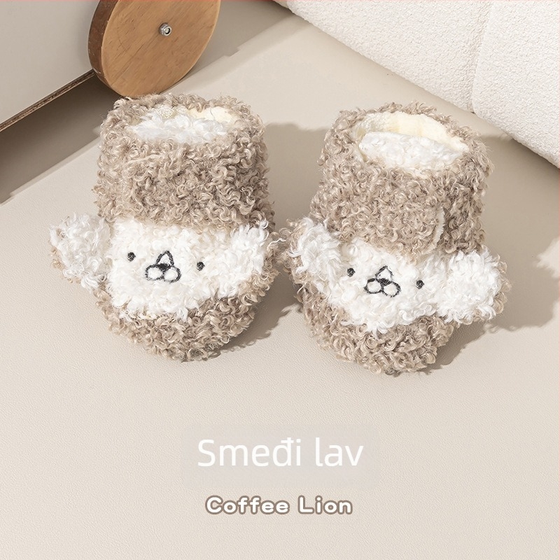 Zimske cipele za bebe s toplom podlogom, anti-slip potplatom, Velcro zatvaračem, mekanim potplatom, crtani uzorak