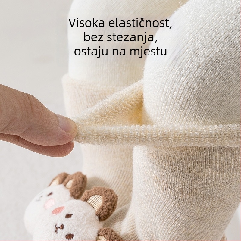 Bebe cipele za hodanje s mekom potplatom i čarapama – karikatura dizajn, protuklizna potplata, zimska verzija, unisex, za 12–36 mjeseci