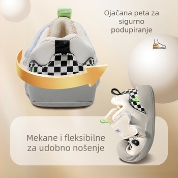 Zimske cipelice za bebe 2025, s fleec unutrašnjosti, mekana potplat, protuklizne, gornji dio od umjetne kože, Velcro zatvarač, unisex