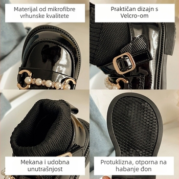 Kožne cipele za bebe i malu djecu, gornji dio od mikrovlakna, zatvara se Velcro trakom, visoki gornji dio, uzrast 12–36 mjeseci