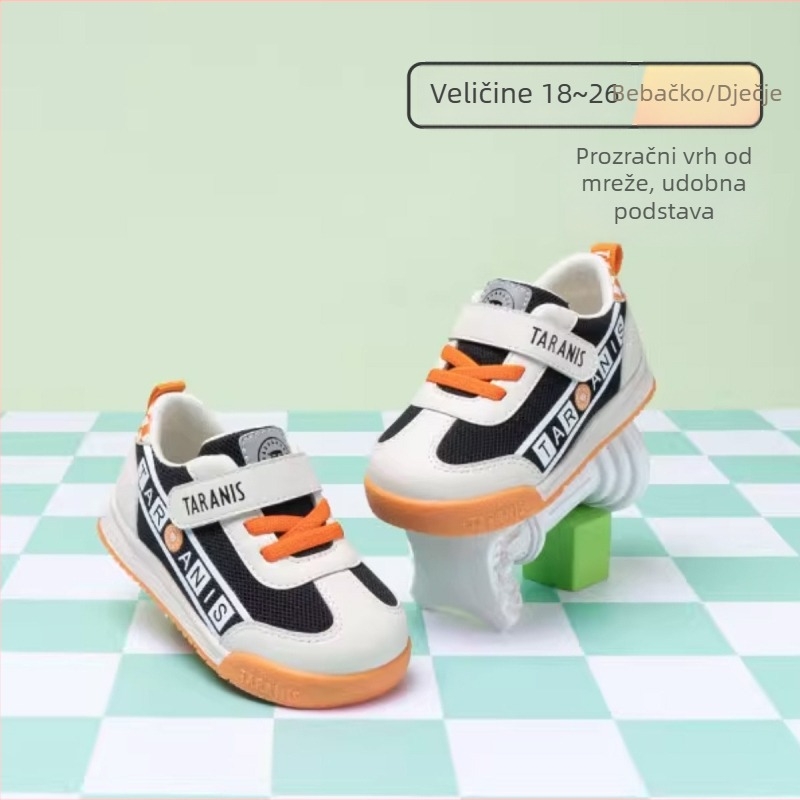 Tenisice za bebe i malu djecu: prozračni gornji dio od mikrovlaknaste kože, Velcro kopčanje, niski kroj, unisex, protuklizna prirodna gumena potplata, za dob 12–36 mjeseci