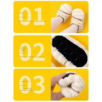 Dječje indoor cipele za jesen i zimu, s Velcro zatvaranjem, mekom potplatom, protuklizne, s fleec podstavom, za djecu od 12 do 36 mjeseci