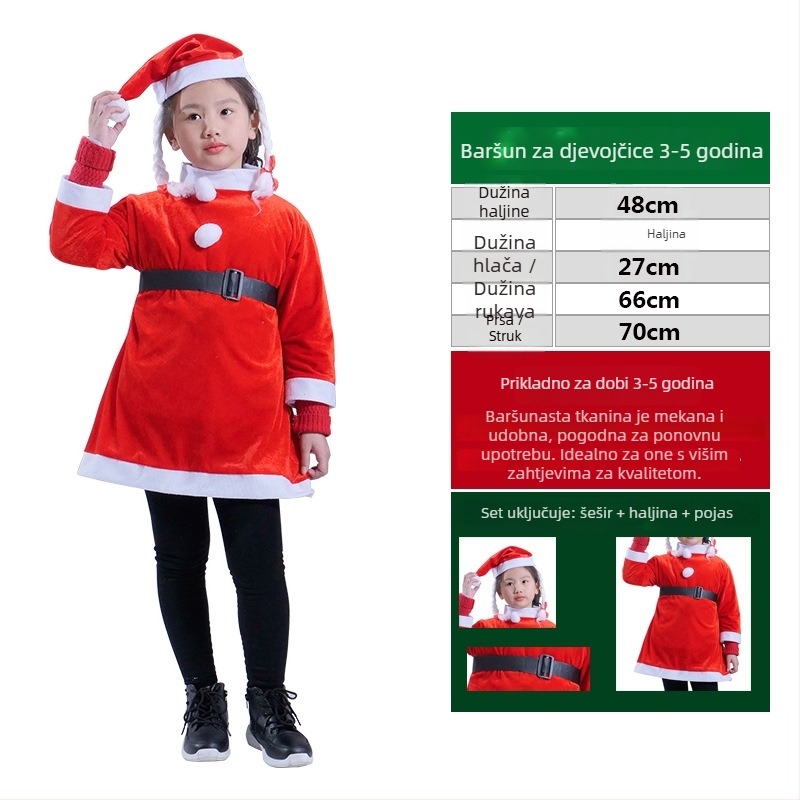 Kostim Djeda Božićnjaka za odrasle i djecu, tkanina, šivano, rekviziti za kostim, Le Qi