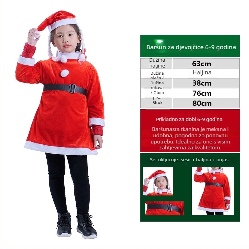 Kostim Djeda Božićnjaka za odrasle i djecu, tkanina, šivano, rekviziti za kostim, Le Qi