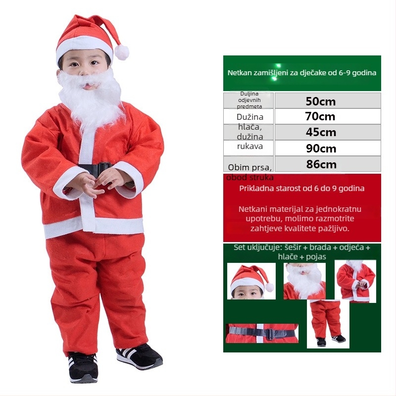 Kostim Djeda Božićnjaka za odrasle i djecu, tkanina, šivano, rekviziti za kostim, Le Qi