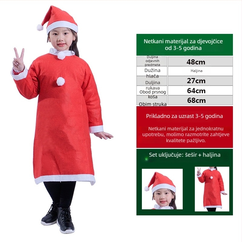 Kostim Djeda Božićnjaka za odrasle i djecu, tkanina, šivano, rekviziti za kostim, Le Qi