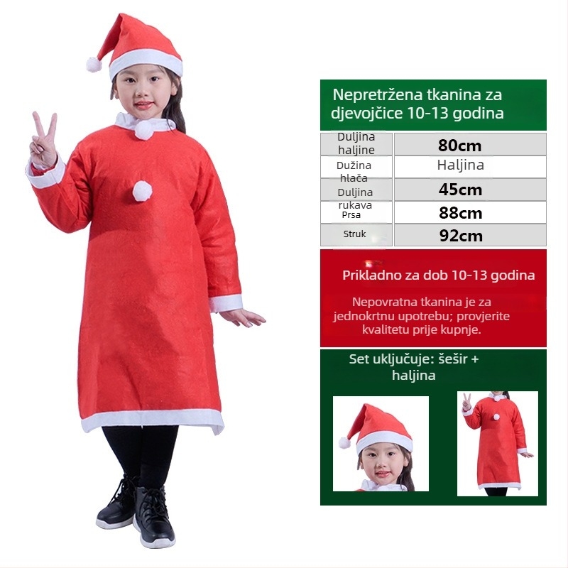 Kostim Djeda Božićnjaka za odrasle i djecu, tkanina, šivano, rekviziti za kostim, Le Qi