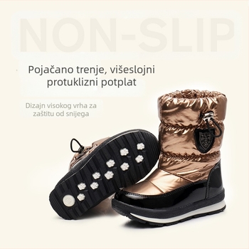 Dječje snježne čizme, srednje visoke, s umjetnom vunom iznutra, vodootporne i tople, za dječake i djevojčice, velike veličine