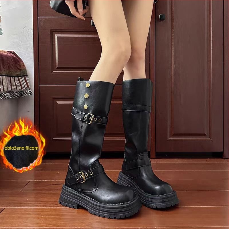 Djevojčice modne čizme – gornji dio od umjetne kože, srednje visina čizme, PU uložak, gumena potplat, vintage stil