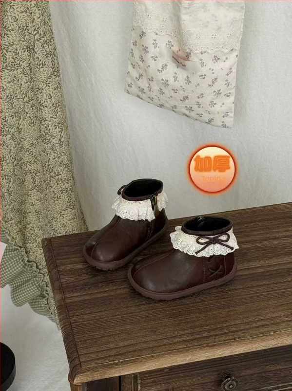 Dječje čizme s bočnim zatvaračem, gornji dio od mikrovlaknenog materijala, gumena potplat, jednobojni dizajn, retro stil