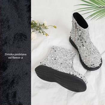 Dječje čizme s prinčevskim stilom, gornji dio od mikrovlaknastog kože, bočni zatvarač, srednja dužina cijevi, ulošak od umjetne kože, potplat od TPR