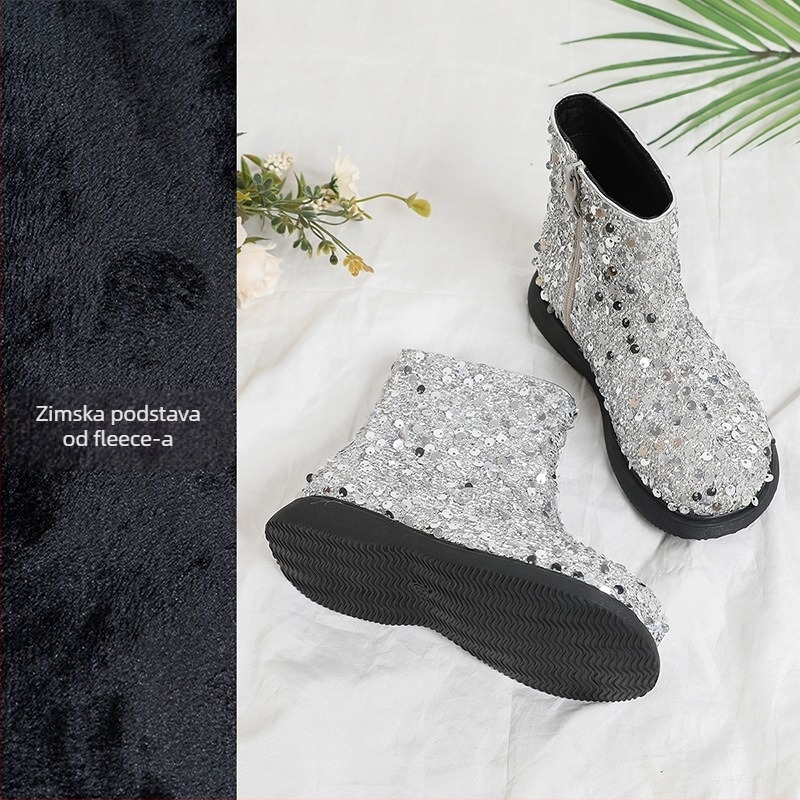 Dječje čizme s prinčevskim stilom, gornji dio od mikrovlaknastog kože, bočni zatvarač, srednja dužina cijevi, ulošak od umjetne kože, potplat od TPR