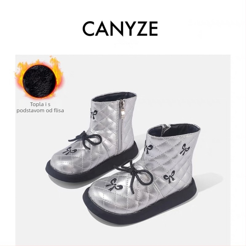 Tip proizvoda: Canyze dječje Martin čizme — princeza stil s mašnicom, bočni zip; gornji materijal: mikrovlakna koža; ulošak: prirodna koža; potplat: guma; niski kroj