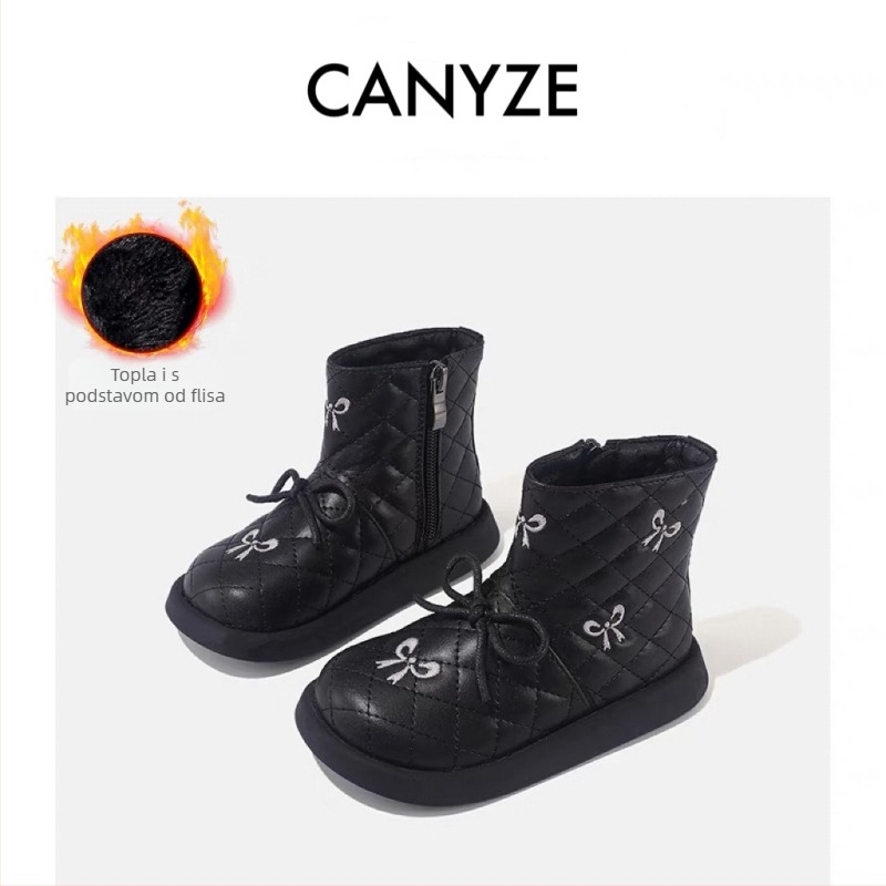 Tip proizvoda: Canyze dječje Martin čizme — princeza stil s mašnicom, bočni zip; gornji materijal: mikrovlakna koža; ulošak: prirodna koža; potplat: guma; niski kroj
