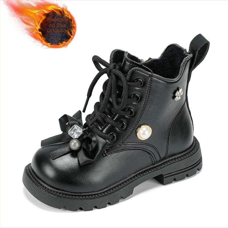 Dječje Martin čizme za jesen-zimu, gornji dio od umjetne kože, srednji visoki dio potkoljenice, prednje vezivanje, gumena potplat