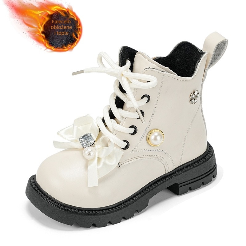 Dječje Martin čizme za jesen-zimu, gornji dio od umjetne kože, srednji visoki dio potkoljenice, prednje vezivanje, gumena potplat