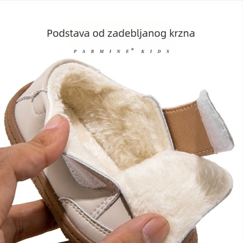Cipele za djecu od prave kože, tople zimske cipele sa zaštitom prstiju, casual kožne cipele, unisex
