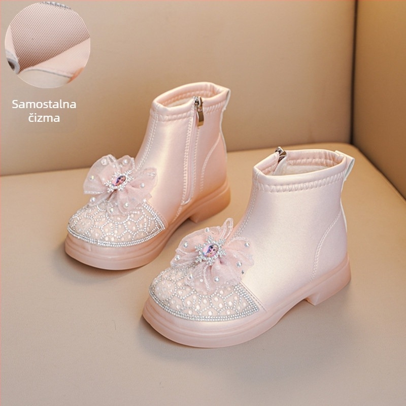 Čizme za djevojčice (gornji materijal: sintetička koža, potplat: TPR, ulošak od umjetnog krzna, bočni zatvarač, jesen–zima sezona)