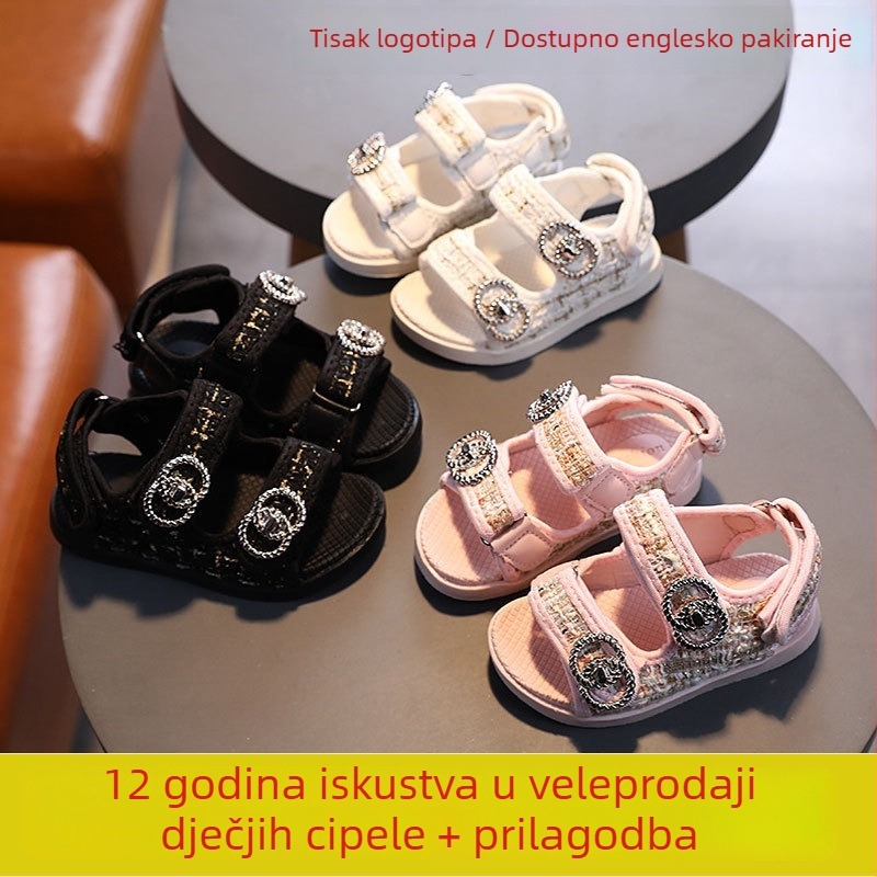 Dječje plažne sandale s Velcro kopčom, Korejski stil, gornji dio od platna, gumeni potplat, dob 1–3 i 7–12 godina