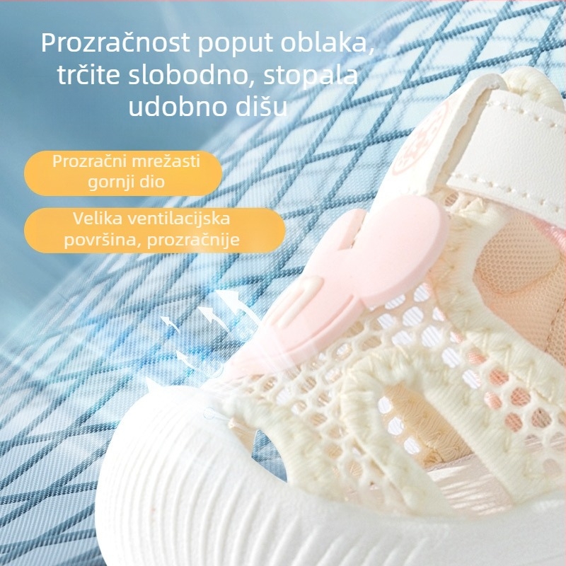 Brumiller ljetne dječje sandale s mrežastim gornjim dijelom, zaštićeni prst, Velcro zatvarač, prozračne cipele za bebe i djecu od 12 do 48 mjeseci