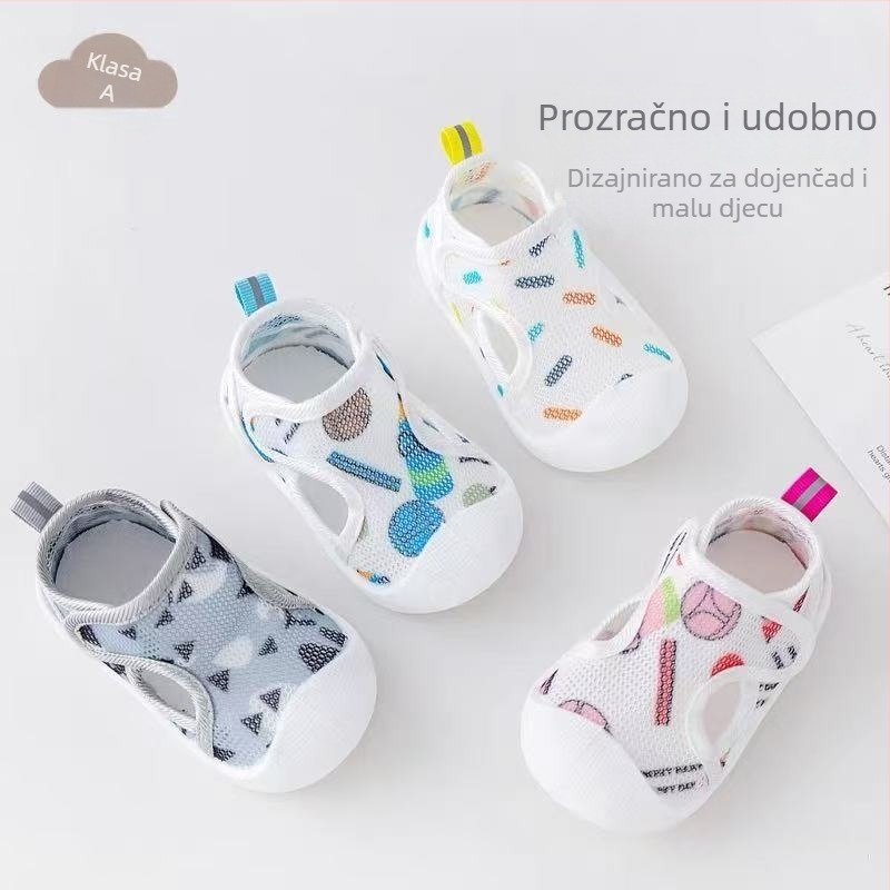 Ljetne dječje sandale s karikaturističkim motivom, prozračan mrežasti gornji dio, mekana potplata, protuklizne, 12-36 mjeseci