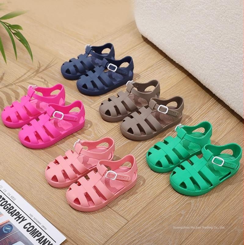 Unisex dječje sandale s Velcro zatvaračem, prozračni dizajn, PVC gornji dio i đon, vodonepropusne i protuklizne