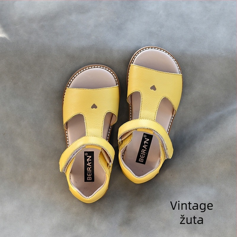 Dječje sandale za plažu od prave kože, Velcro zatvaranje, gumena potplat, stil princeze, dob 1–12 godina