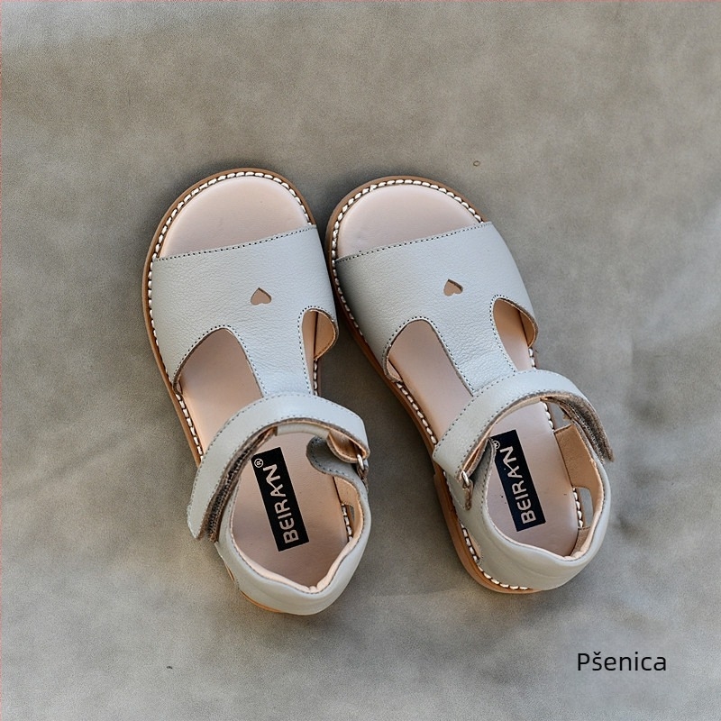 Dječje sandale za plažu od prave kože, Velcro zatvaranje, gumena potplat, stil princeze, dob 1–12 godina